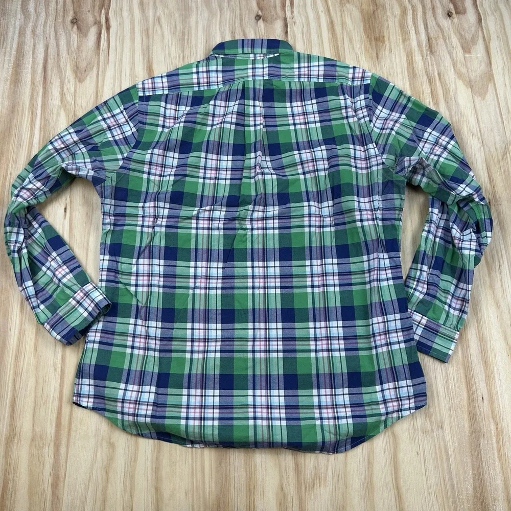 Polo Ralph Lauren XL Stretch Oxford Plaid Slim Fit Pony Colorful Blue Green Prep